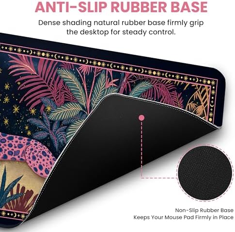 Aesthetic Desk Mat, Cute Midnight Jungle Desk Pad Protector for Work & Decor, 31.5" x 11.8", Pretty Non-Slip Extended Mouse Pad for Office or Home