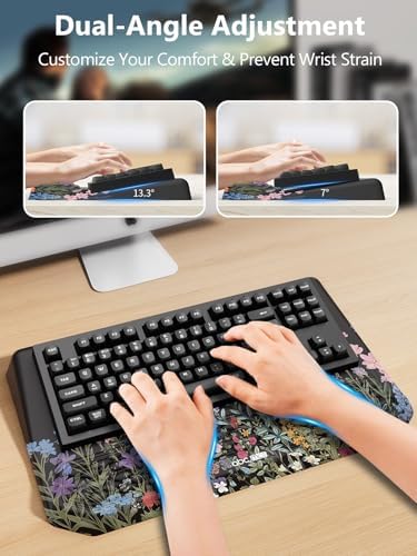 2-in-1 Ergonomic Keyboard Stand with Wrist Rest, Flower