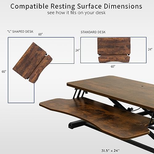 VIVO Rustic Vintage Brown 32 inch Standing Desk Converter, DESK-V000KN
