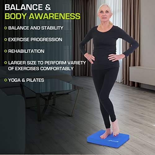 ProsourceFit Exercise Balance Pad, Non-Slip Cushioned Foam Mat & Knee Pad for Fitness and Stability Training, Yoga, Physical Therapy