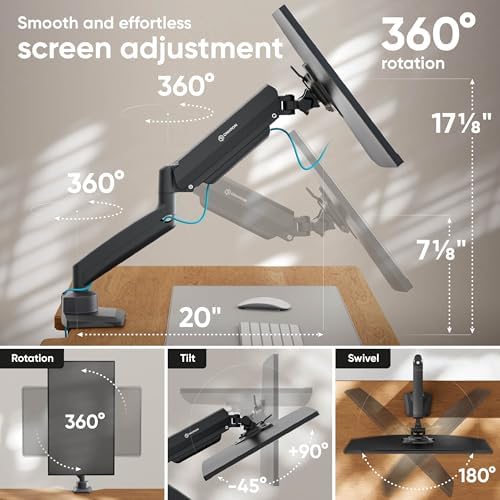 ONKRON Monitor Arm Desk Mount 13-32 Inch, 22 lbs, max VESA 100x100, Black