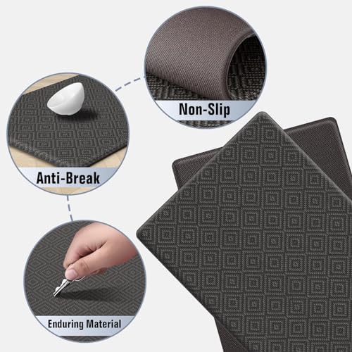 Kitchen Mat 2PCS Kitchen Rugs Cushioned Anti-Fatigue Rug Standing Desk Mat