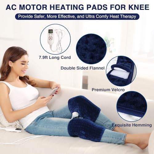 Heated Knee Wrap - 2 Pcs Hands-Free Electric Heating Pad for Knee Pain Relief, Arthritis & Knee Fatigue, Fast Heating with Adjustable Temperature 86℉ to 158℉ & 10-90 Min Auto-Off