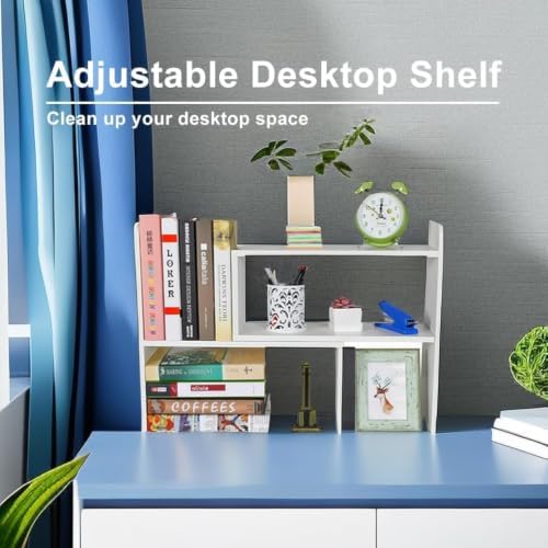 PAG-Mass Desktop Bookshelf Freestanding Wooden Countertop Bookcase Accessories Organizer Display Rack Dorm Desk Storage Shelf