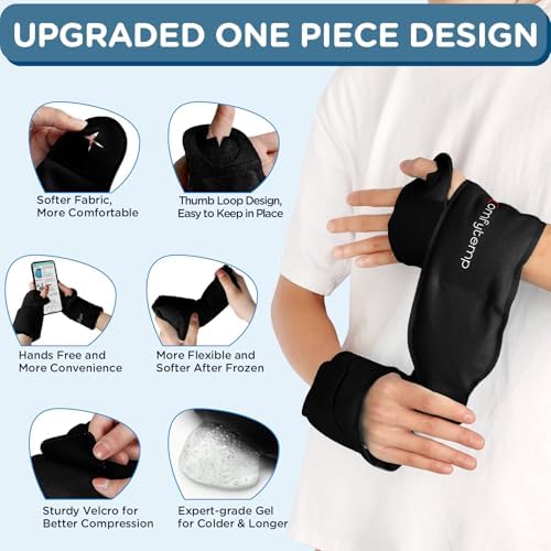 Comfytemp Wrist Ice Pack Wrap for Carpal Tunnel Relief, 2 Packs, Black
