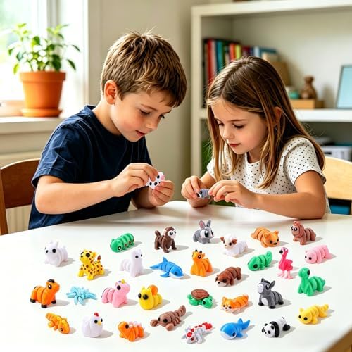 JOICEE 36Pcs Mini 3D Printed Animals Articulated Flexible Fidget Toys
