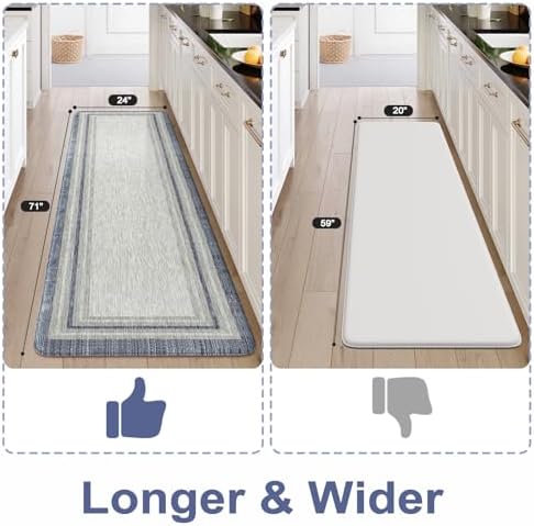 KIMODE Kitchen Mats for Floor Anti Fatigue, Blue Rugs for Kitchen Floor