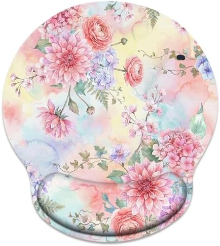 Britimes Ergonomic Mouse Pad with Wrist Support, Floral Pink
