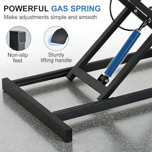 37" Standing Desk Converter with Pneumatic Single-Button Lift, Adjustable Desk Riser for Two Monitors & Laptop, Height Range 10.2-24.8", 39.68 Lb Load, 37" Main + 9" Secondary Desks