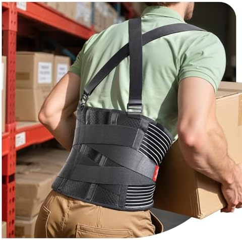 Ultra Breathable Work Back Brace for Men, Upgraded Medical-Grade Support