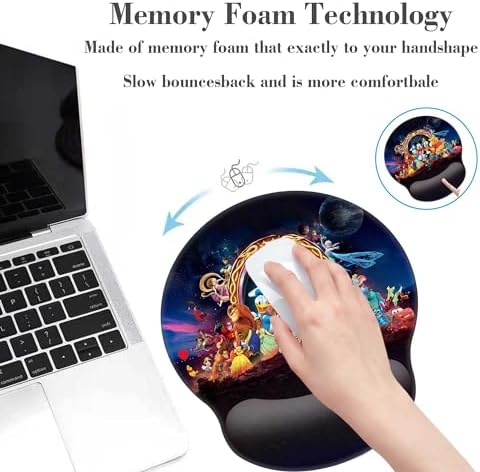 Black Ergonomic Mouse Pad with Wrist Support, Non-Slip Rubber Base, Anime Design, Pain Relief for Office & Home, Gaming Mouse Pads for Desk
