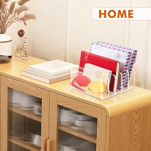 BEYGORM Acrylic Mail Holder, 5 Compartments Multifunction Desk Organizer