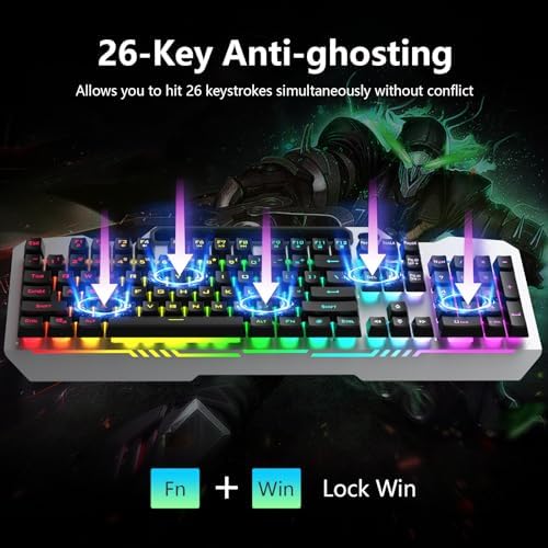 AULA Gaming Keyboard and Mouse,Wired 104-Key Mouse and Keyboard Combo Metal