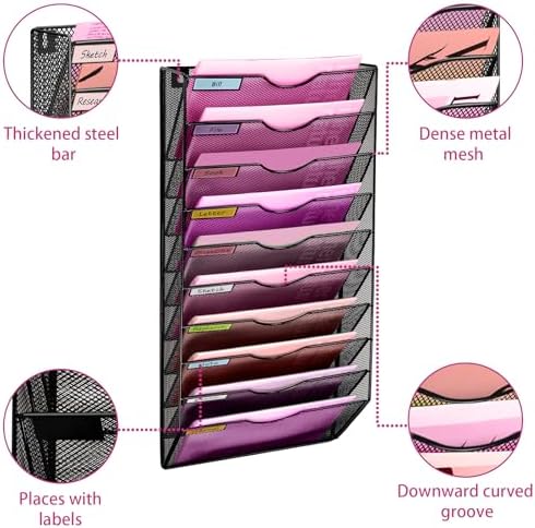 Wall Mounted File Organiser A7 Mesh in Hanging Wall File Holder Mail Organiser