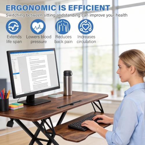 37" Height Adjustable Standing Desk Converter, Stand up Desk Riser
