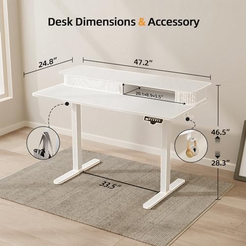 JOY worker 48" Electric Adjustable Standing Desk with Storage Monitor Stand