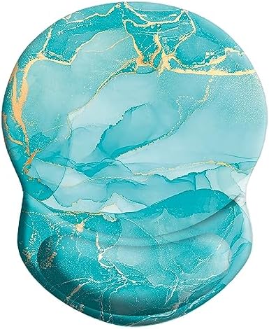 Mouse Pad Ergonomic Mouse Pad with Wrist Support Pain Relief Comfort Wrist Rest Pad with Non-Slip PU Base for Gaming, Home, Office & Travel, Green Marble