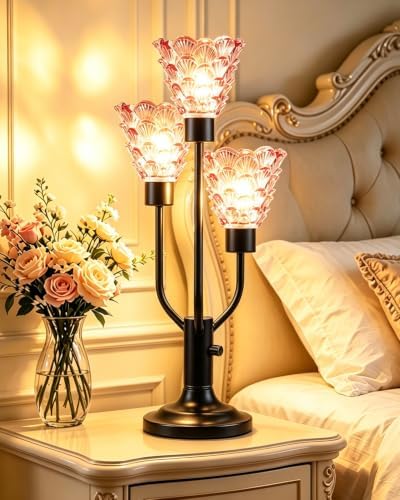 Lightdot Mid Century Modern Black Glass Table Lamp Dimmable Bulbs Included