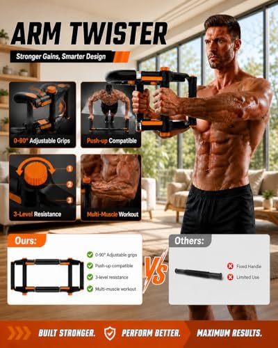 Chest Workout Equipment 3-in-1 Adjustable Twister Arm Trainer 60-140lbs