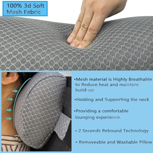 1 Pack Headrest Pillow for Patio Chaise Lounge,Recliner,Beach Chair,Gray