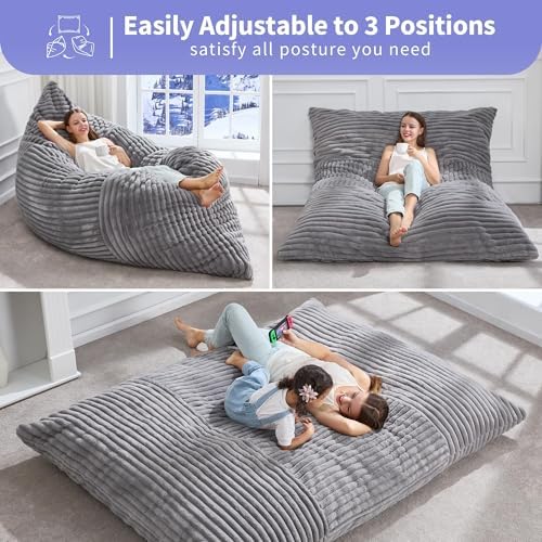 Hobestluk Adult Bean Bag Chair 3 in 1 Convertible Large Bean Bag Sofa