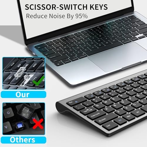 Wireless Keyboard and Mouse Combo Silent for Office and Home - Black & Gray