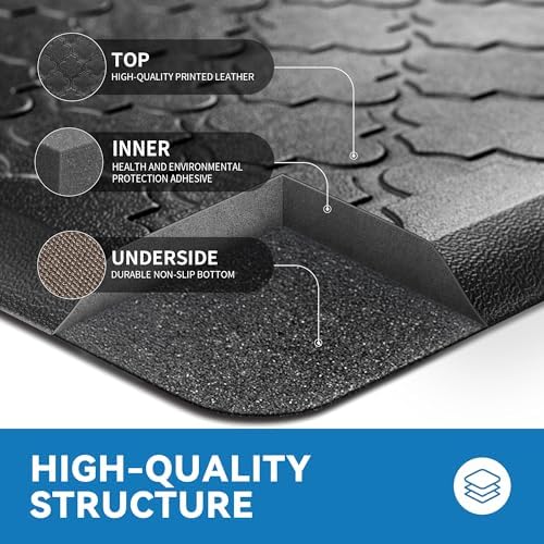 Kitchen Mats for Floor, Wide Cushioned Anti Fatigue Mat, Black