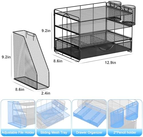 gianotter Metal Mesh Desk Organizers and Accessories with File Holder