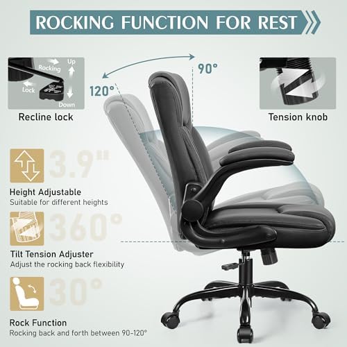 Leather Office Chair, PU Home Computer Desk Chairs with Ergonomic Back Support, 360°Swivel Free，Small Gaming Chair with Wheels and Adjustable Armrests, for Short People Use