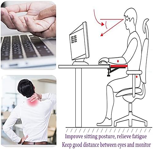 Y&J Beige/Black/White/Red Ergonomic Desk Extension Tray Clamp, Armrest Shelf Stand, Large Capacity Keyboard Tray, Posture Improvement, Punch Free Install