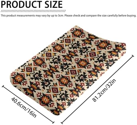 Western Tribal Pattern Baby Changing Pad Cover, Unisex Native American Geometric Nursery Diaper Changing Table Pad Mat Sheet for Boys Girls-16x32