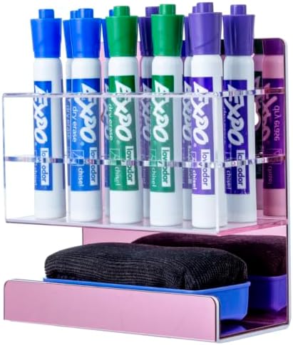 MyGift Hanging Rose Pink Dry Erase Whiteboard Marker Holder with 10 Slots