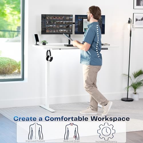 VIVO White 60 x 24 in Standing Desk, DESK-KIT-1W6W