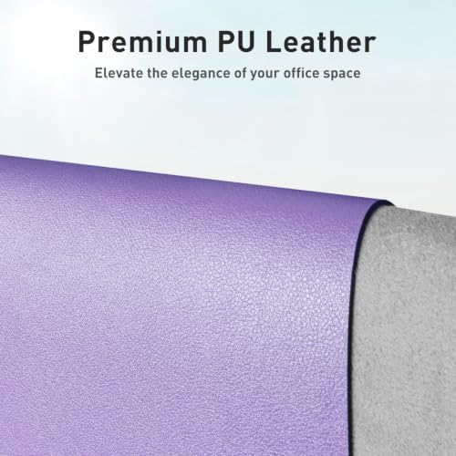 Aothia Faux Leather Desk Mat Mouse Pad, 63" x 24", Light Purple