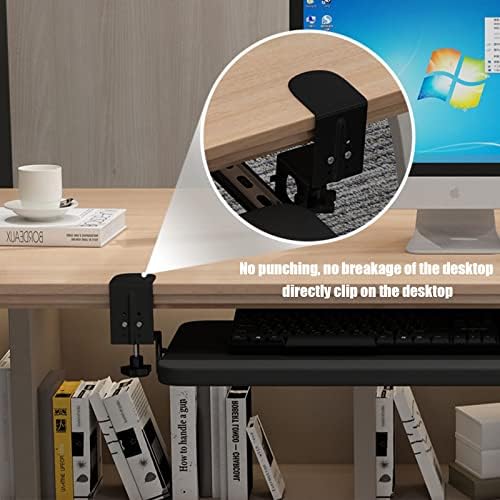 Slide Out Swivel Computer Keyboard Stand, Under Desk Adjustable Keyboard Tray with C Clamp, Home or Office Ergonomic Keyboard Shelf(52x25cm(20.5x9.8), White)