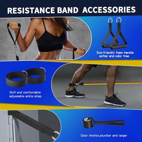 WHATAFIT Resistance Bands, 5 Level Exercise Bands with Handles for Workout