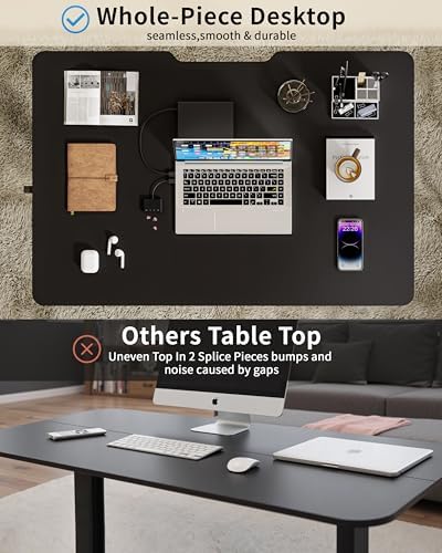 Okin Electric Standing Desk, 40 x 24 Inches Whole Piece Height Adjustable Desk, Black Sit to Stand Desks Computer Workstation with Wheels for Home Office