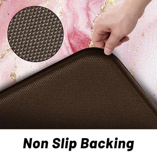 Tyrot Gold Pink Kitchen Mats for Floor 2 Pcs 17.3"X28"+17.3"X47"