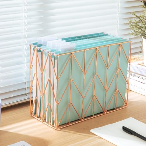 Y YOMA 6 Pack Gradient Hanging File Folders Letter Size Decorative Hanging Folder Pretty File Folder Organizer for Filing Cabinet Office Home with 1/5-Cut Adjustable Tabs, Teal Blue