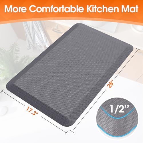 Kitchen Mat for Floor, Anti-Fatigue Mat Kitchen Rug, 17.3"x28"x0.5'', Grey