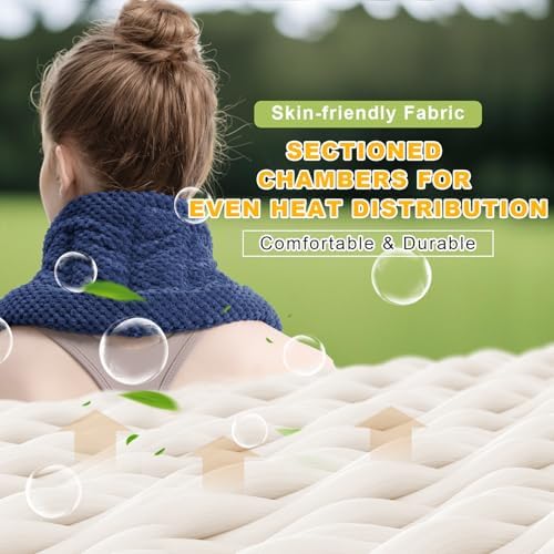 UNCN Long Heating Pad for Neck and Shoulders Back 33 x5.9inches Microwavable Large Moist Heat Pack Warm Hot Compress Neck Wrap Weighted Bag Massage Reusable Herbal Nature Calming Portable