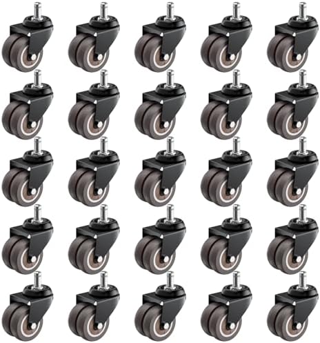 2 Inch Low Profile Office Chair Casters 650 lbs, Set of 25 (Grey)