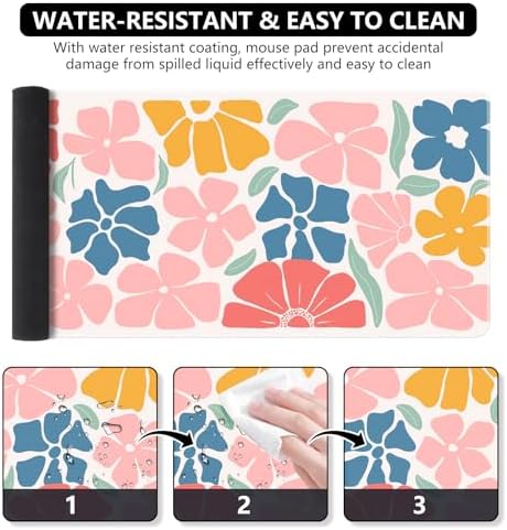 iCasso Desk Mat, Desk Matt for Desktop, Cute Desk Pad Mat, Colorful Flower