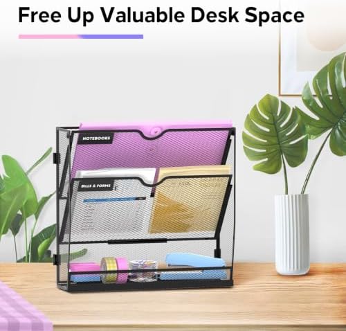 SUPEASY 3-Tier Wall File Organizer with Base, Wall Mounted File Holder