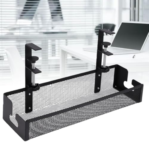 Sanpyl 16in Under Desk Cable Management Tray with Clamp, No Drill