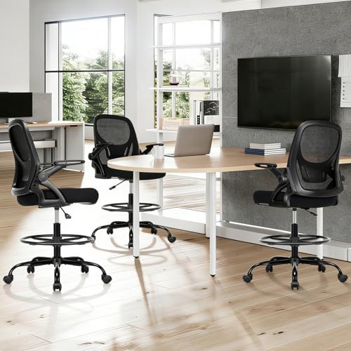 Drafting Chair, Tall Office Chair for Standing Desk, Black, 20 PK