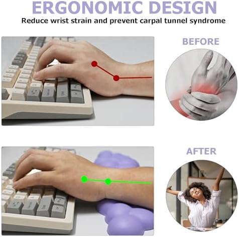 Cloud Wrist Rest Keyboard, Ergonomic Office Keyboard Wrist Rest, Purple