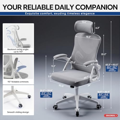 Ergonomic Mesh Office Chair with Headrest, Lumbar Support, 400 lbs