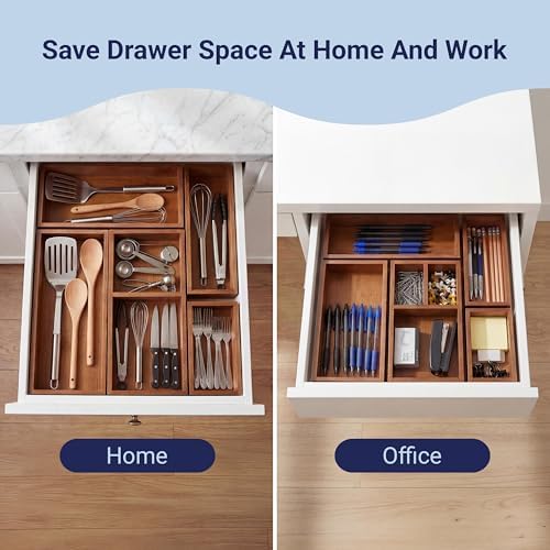 happimess Eldora 5-Piece Handcrafted Bamboo Drawer Organizers, Brown