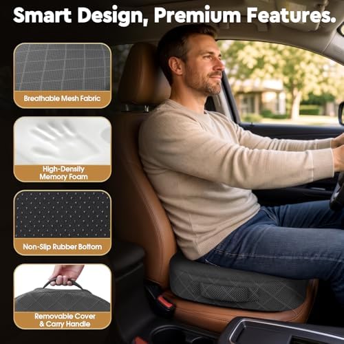 TushGuard Seat Cushion, Memory Foam Office Chair Cushion - Black, XXX-Large